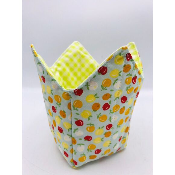Set of 2 Fruity Microwave Pint Size Cozy for Hot or Cold Lemons Oranges Apples - Picture 5 of 6